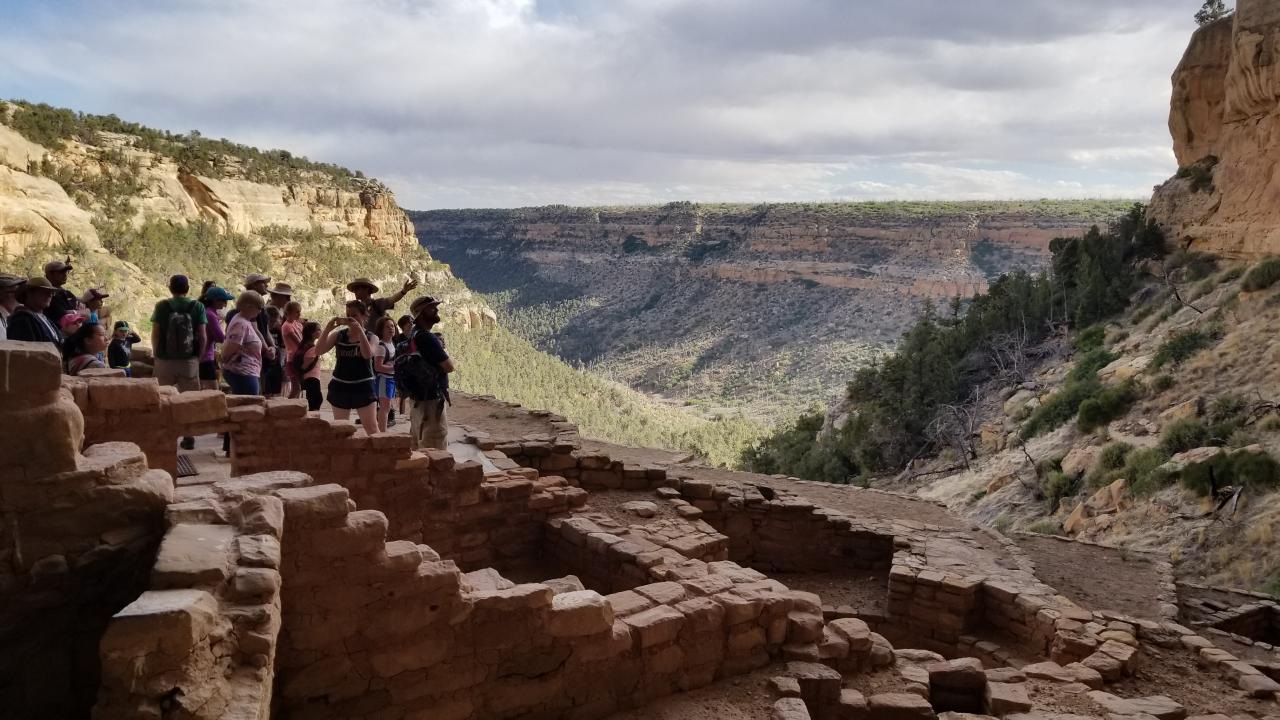 Tour Group at Long House in Mesa Verde National Park